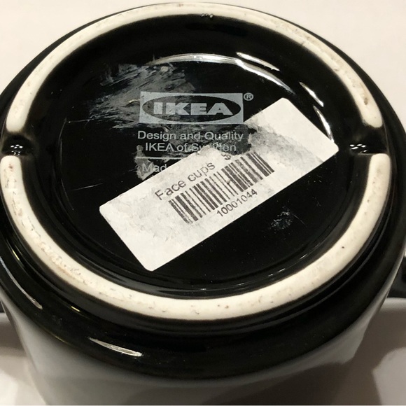 Ikea Black Tiki Stackable Face Mug Two Handles - Picture 2 of 2